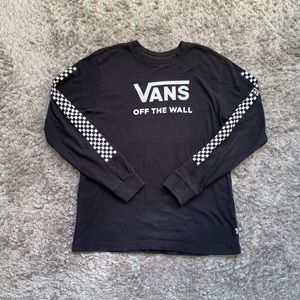 Vans, Black and White Checked Sleeves, Women’s, Tee-Shirt, Size: Medium